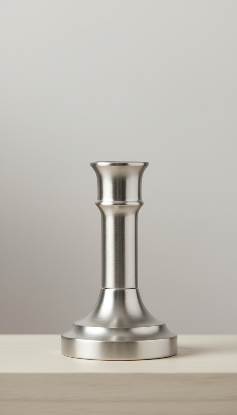 Bougeoir en argent brossé