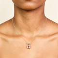 Collier Pendentif Cadenas‑Noeud Rubis en Argent 925 Plaqué Or | Chaîne Fine Réglable