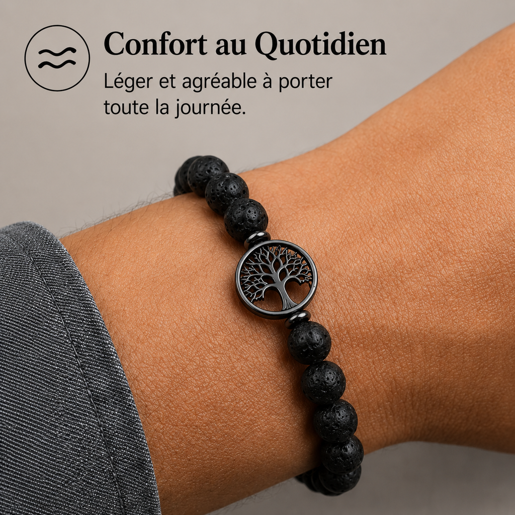 Bracelet réglable pour homme en pierres naturelles avec pendentif « Arbre de vie » — Un cadeau inspirant